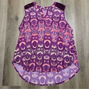 Cato Est. 1946 Purple & Orange Patterned Tank Top in Size 18/20W